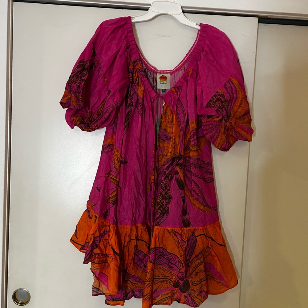 FARM Rio Vibrant Pink and Orange Dress